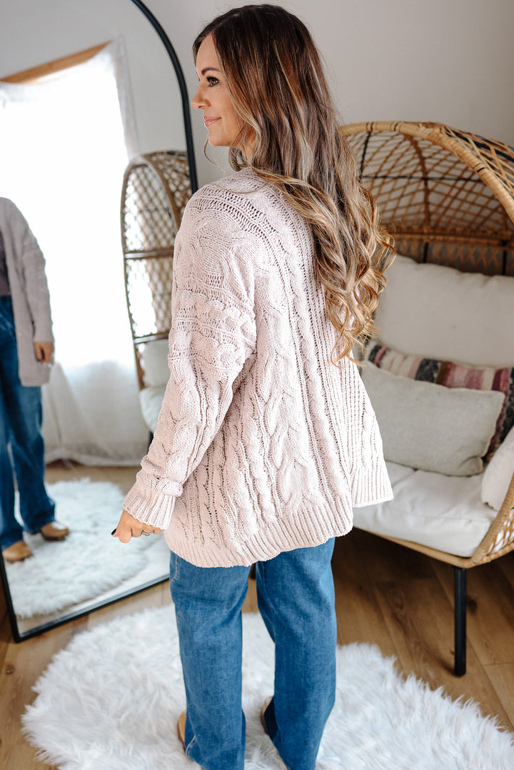 Thea Cable Knit Chenille Cardigan
