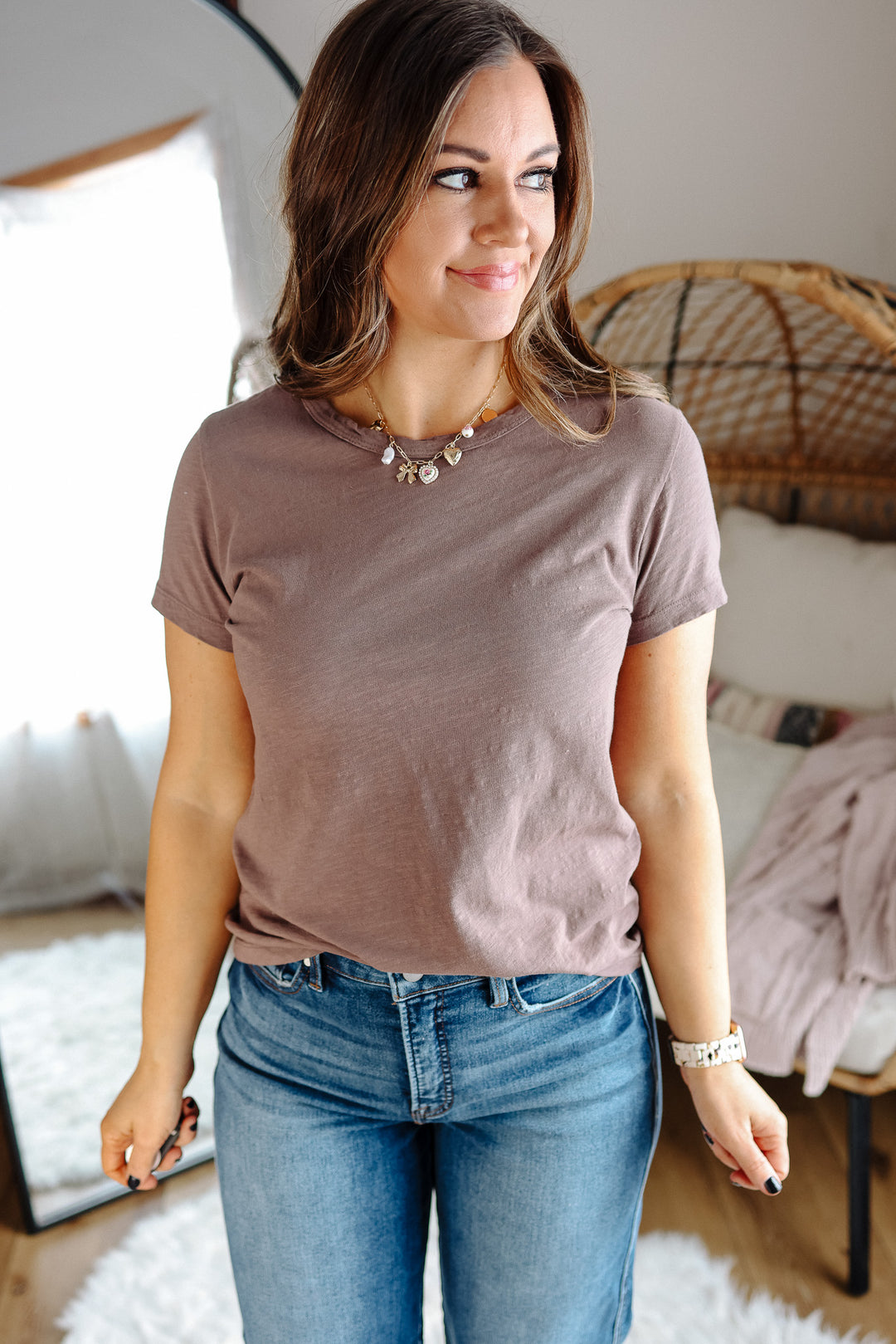 Quinn Cotton Tee - Cocoa Powder