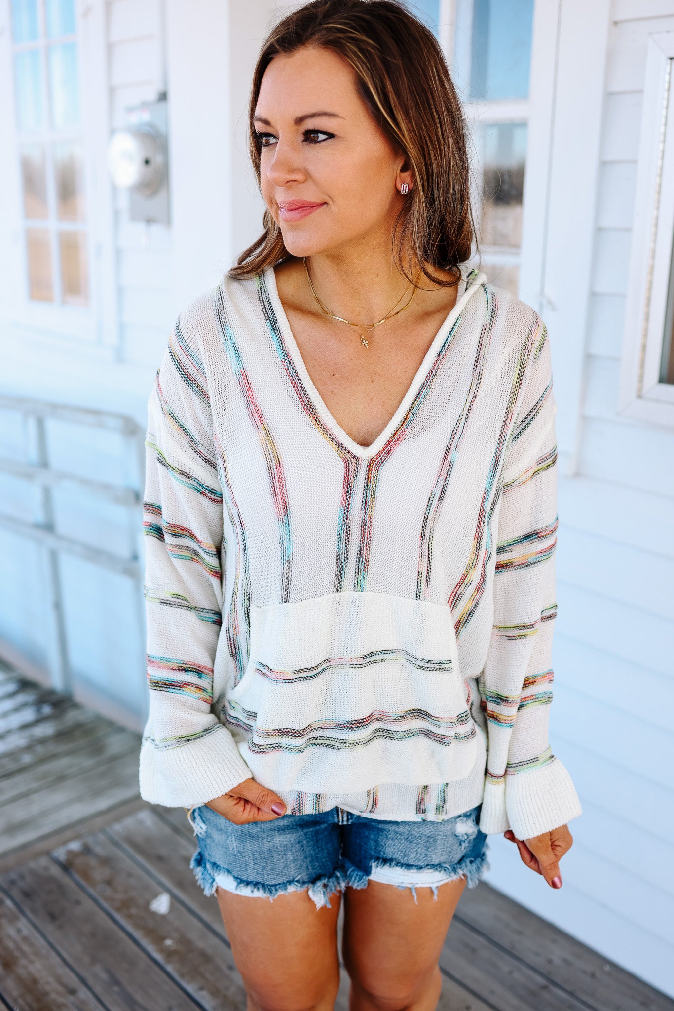 Reign Striped Hoodie Sweater