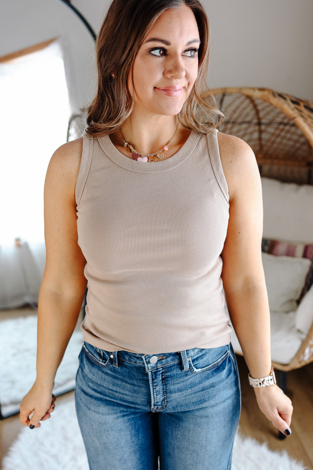 Elias Basic Tank - Light Taupe