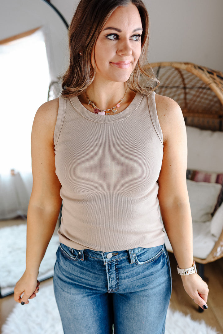 Elias Basic Tank - Light Taupe