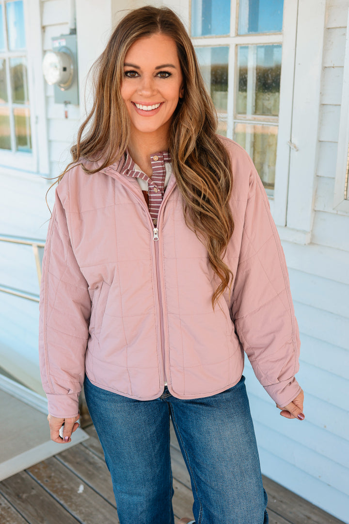 Parker Quilted Puffer Jacket - Mauve