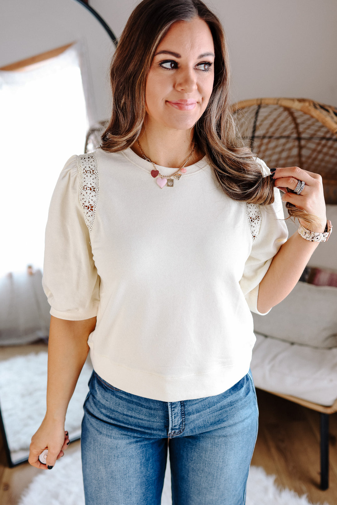 Goldie Balloon Sleeve Top - Cream