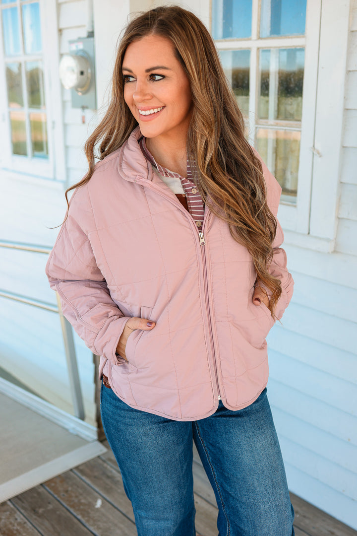 Parker Quilted Puffer Jacket - Mauve