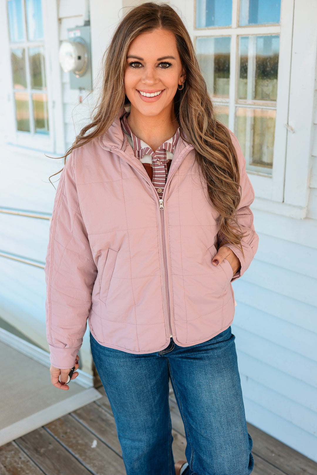 Parker Quilted Puffer Jacket - Mauve