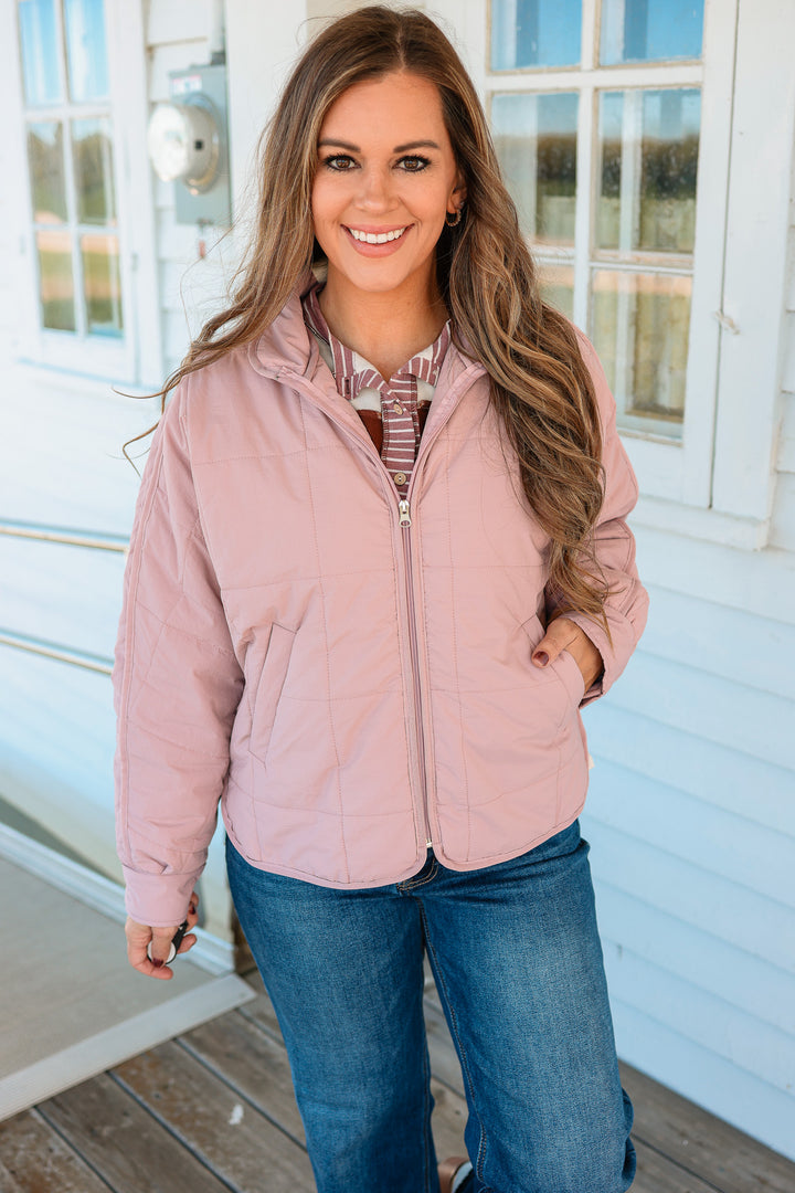 Parker Quilted Puffer Jacket - Mauve