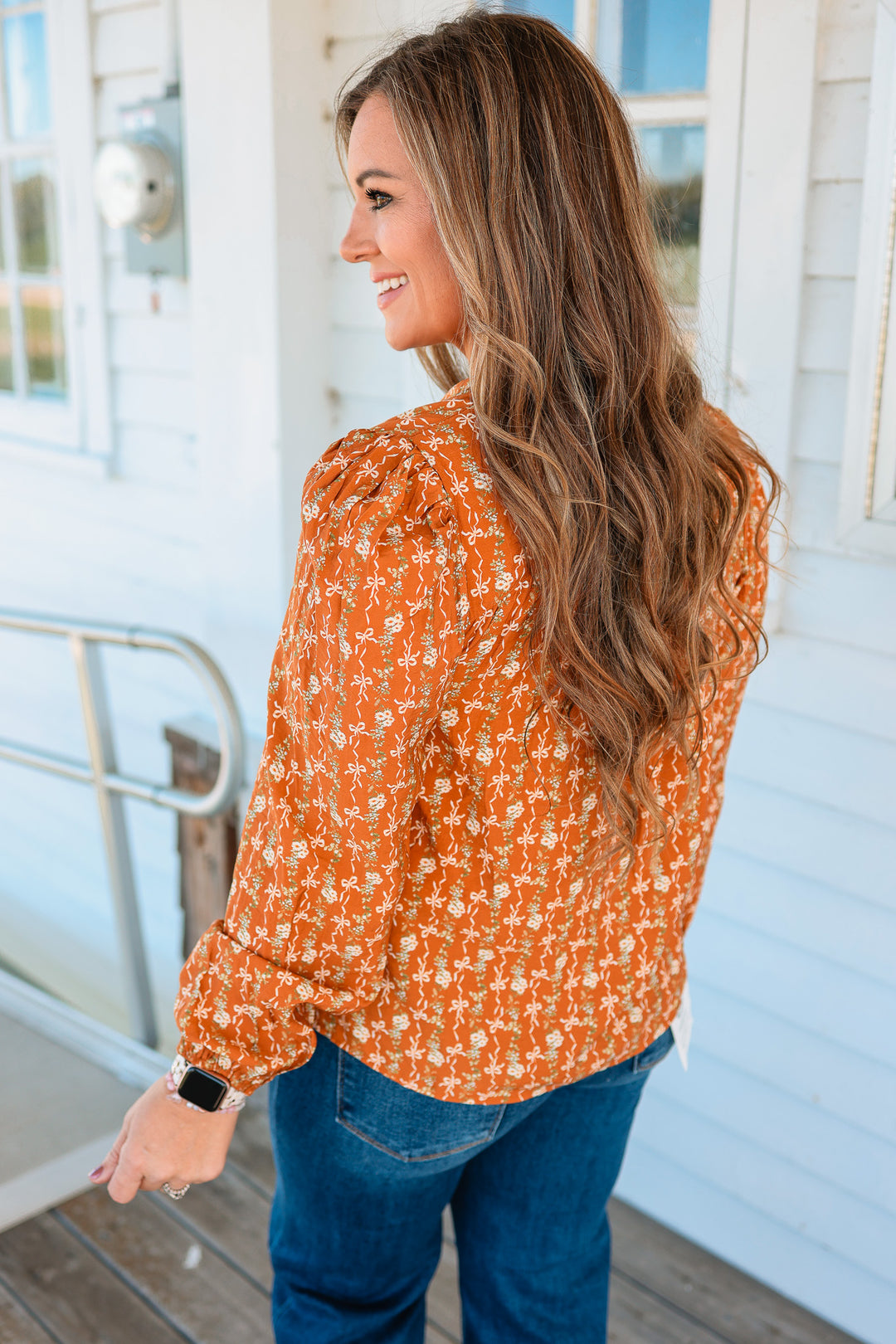 Lennie Bow Tie Balloon Sleeve Blouse