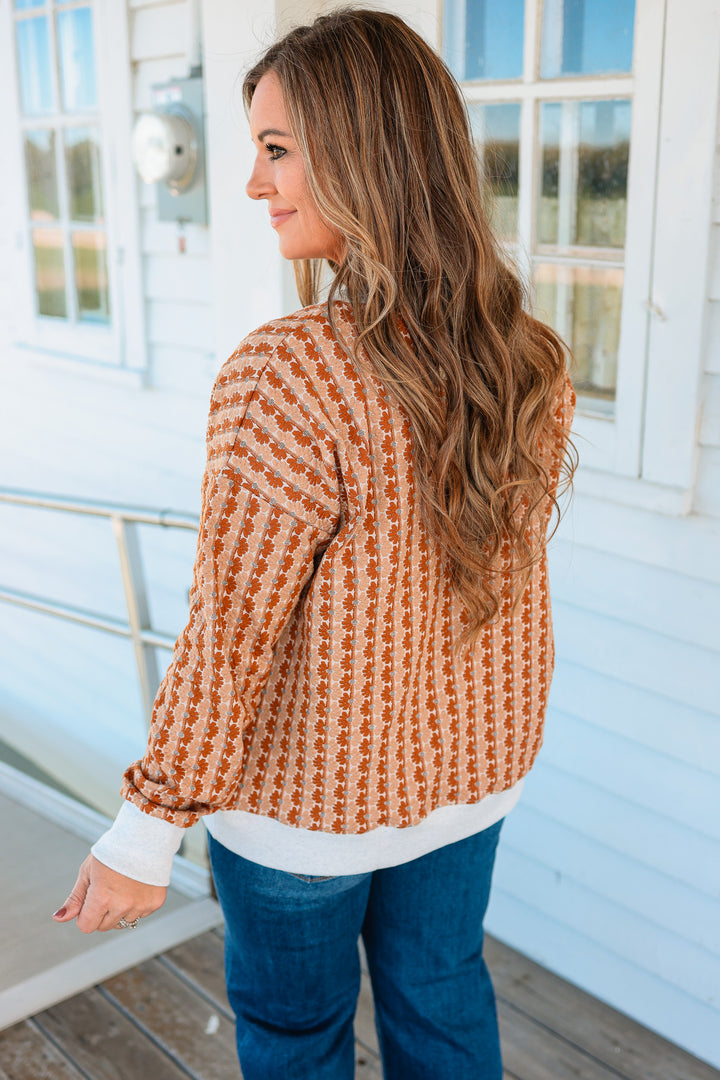 Harlow Floral Knit Pullover - Rust