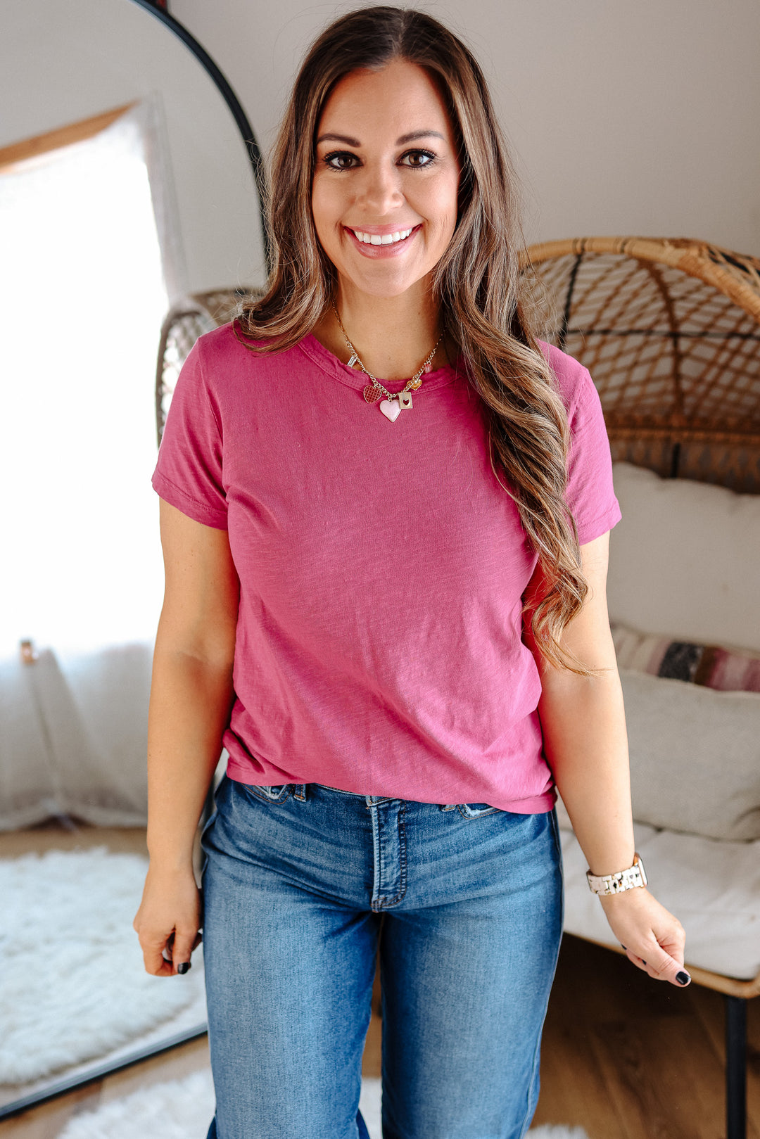 Quinn Cotton Tee - Magenta