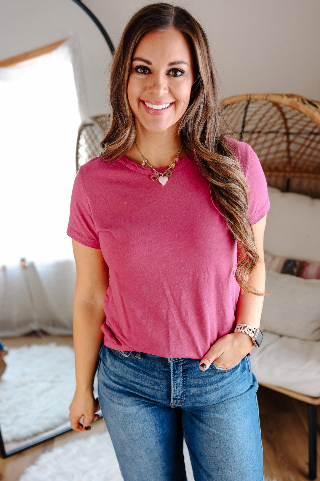 Quinn Cotton Tee - Magenta