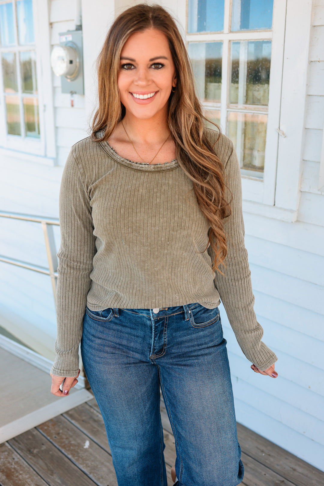 Greer Washed Rib Long Sleeve Top