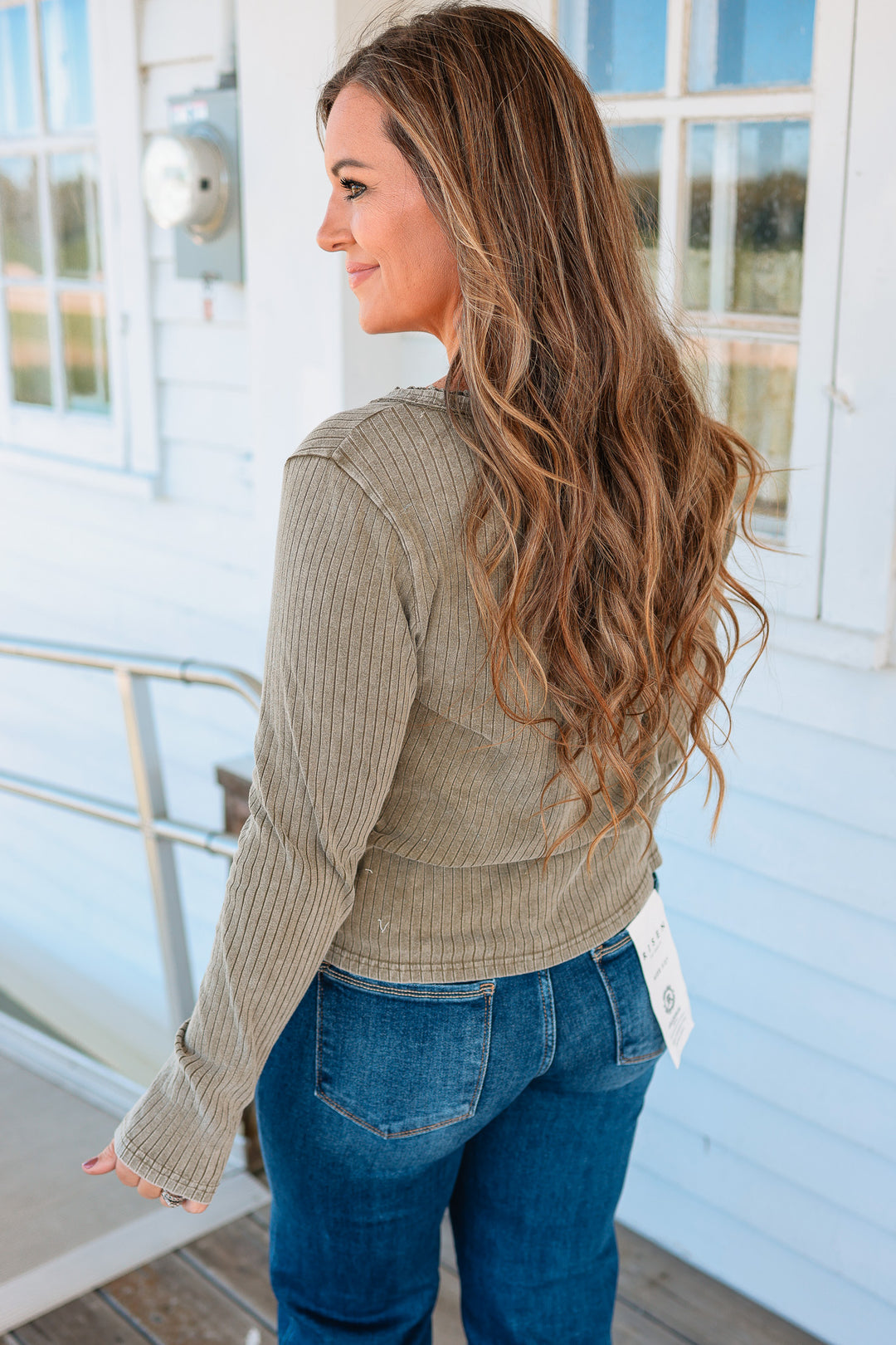 Greer Washed Rib Long Sleeve Top