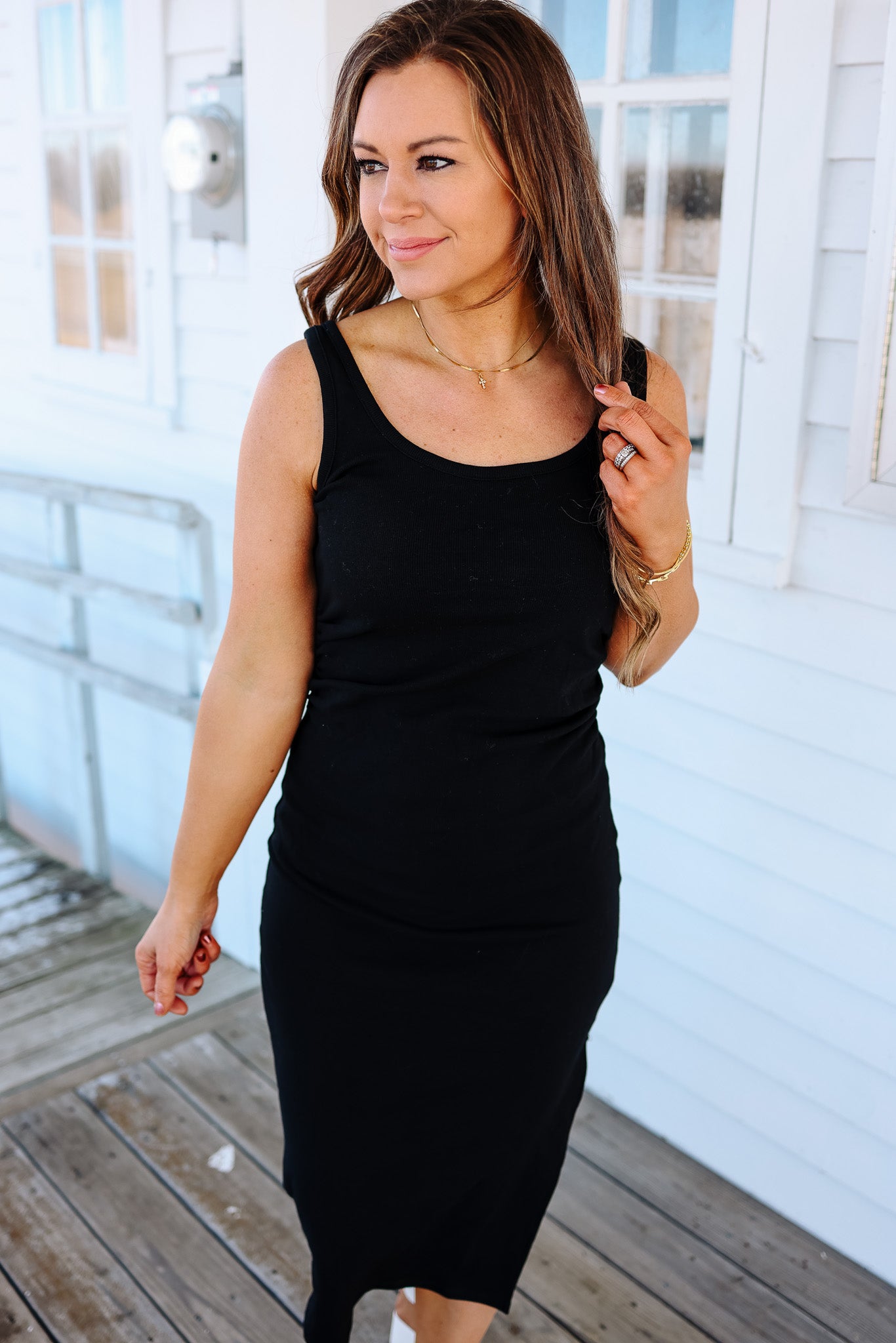 Serena Knit Midi Dress - Black