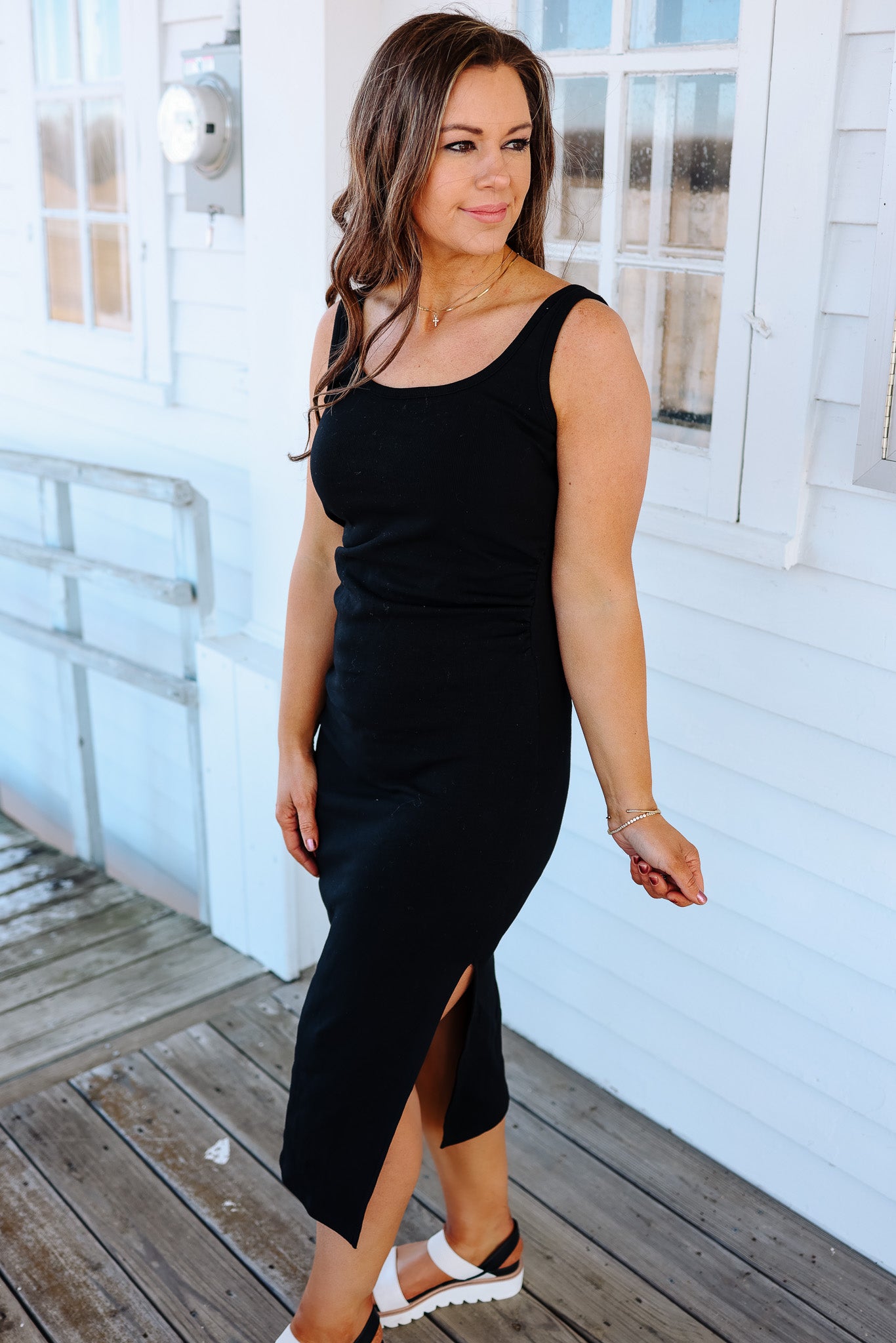 Serena Knit Midi Dress - Black