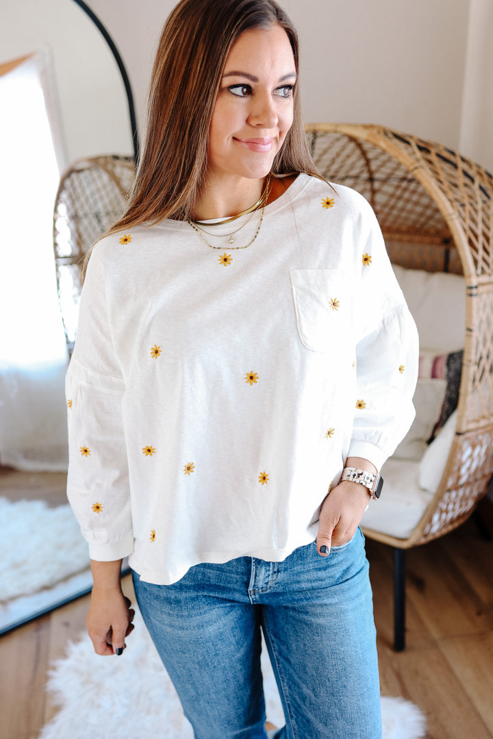 Daisy Embroidered Long Sleeve