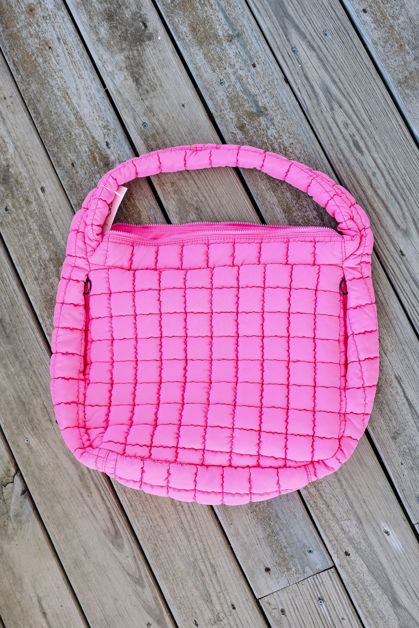 Cleo Slouchy Quilted Tote - Bubblegum Pink