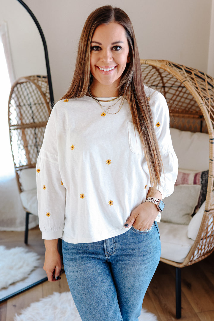 Daisy Embroidered Long Sleeve