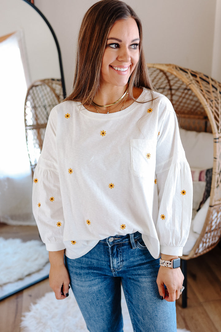 Daisy Embroidered Long Sleeve