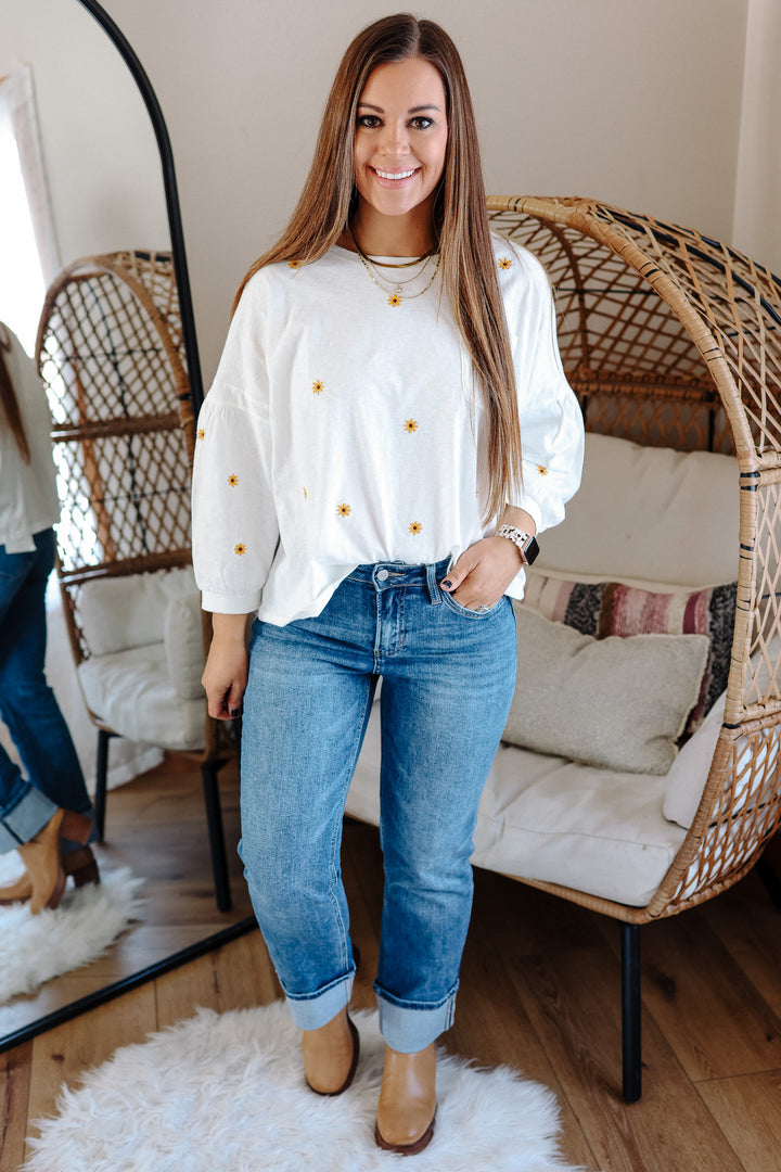 Daisy Embroidered Long Sleeve