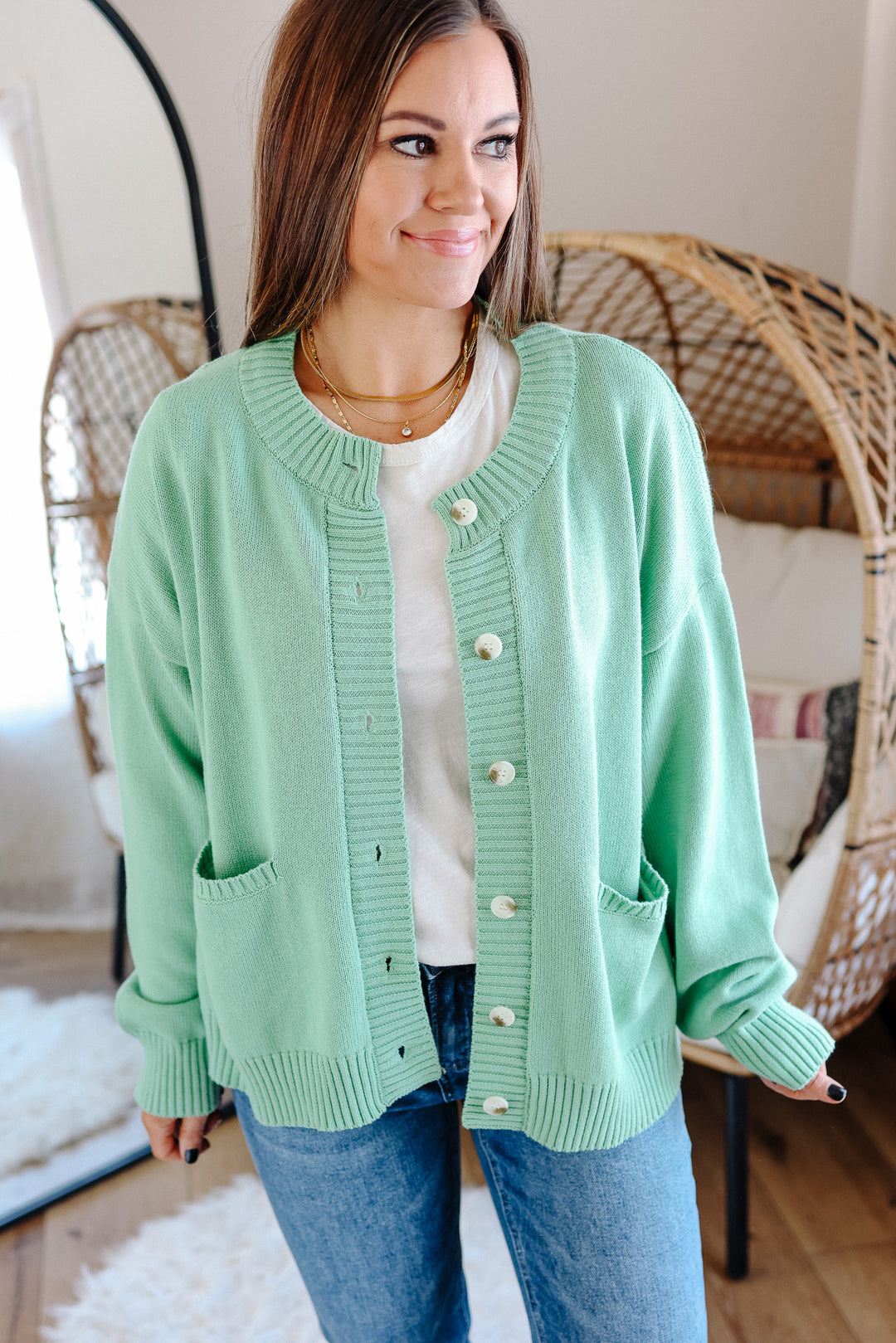 Zoe Ribbed Contrast Sweater Cardigan