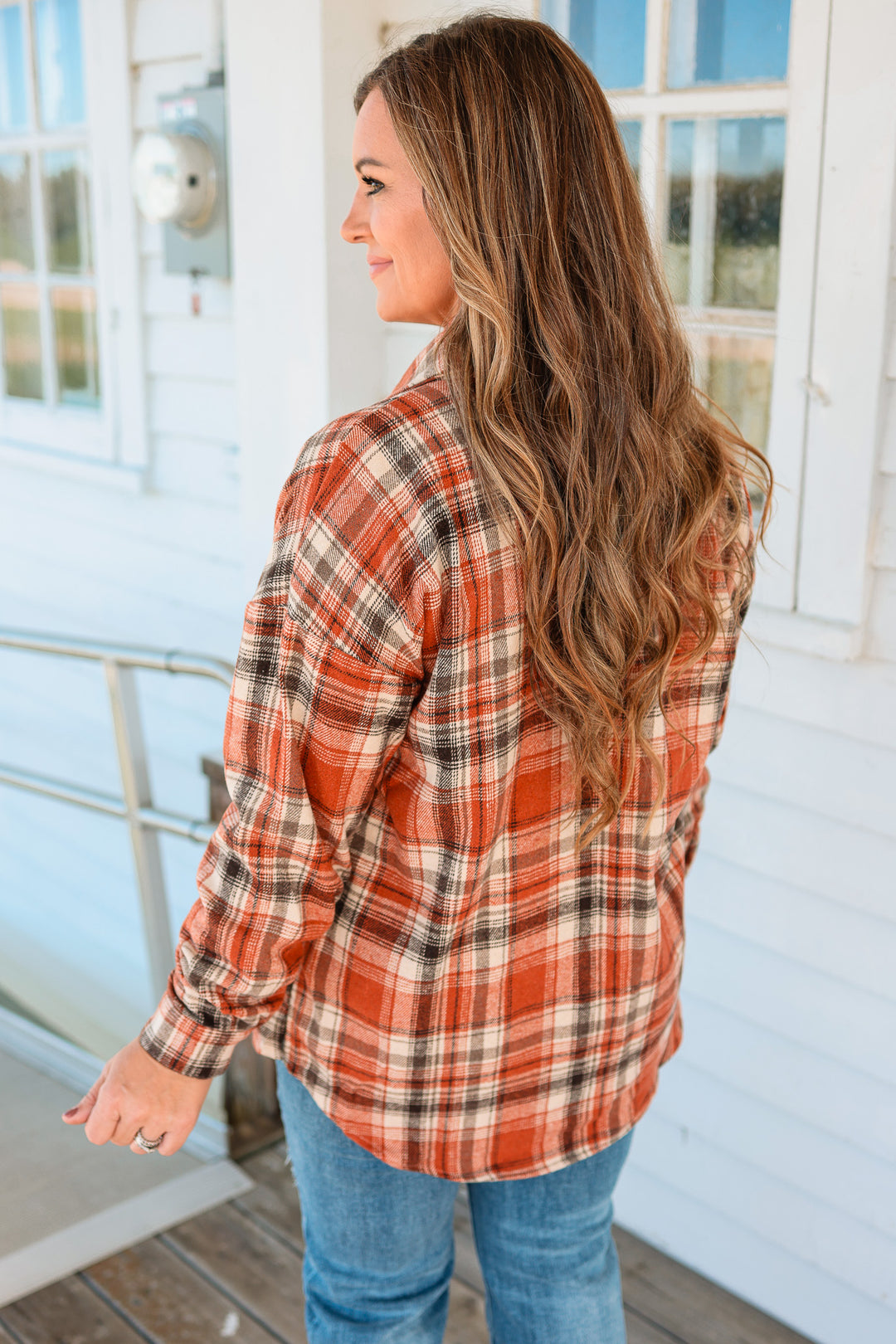 Kelsi Brushed Flannel Jacket - Rust