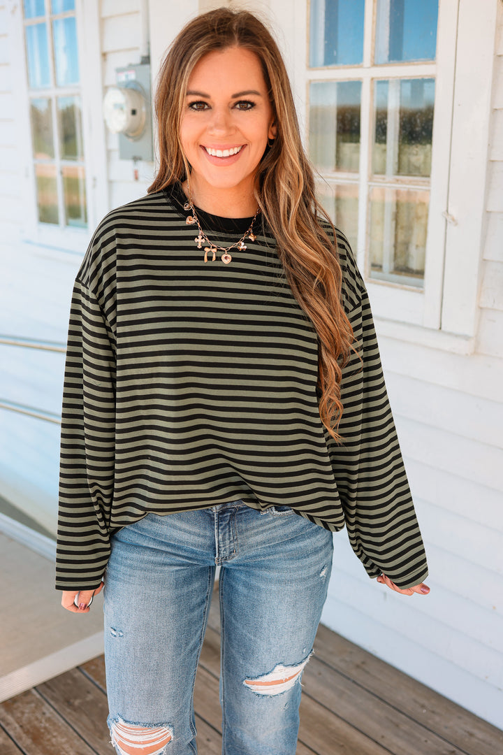 Noelle Stripe Long Sleeve - Olive