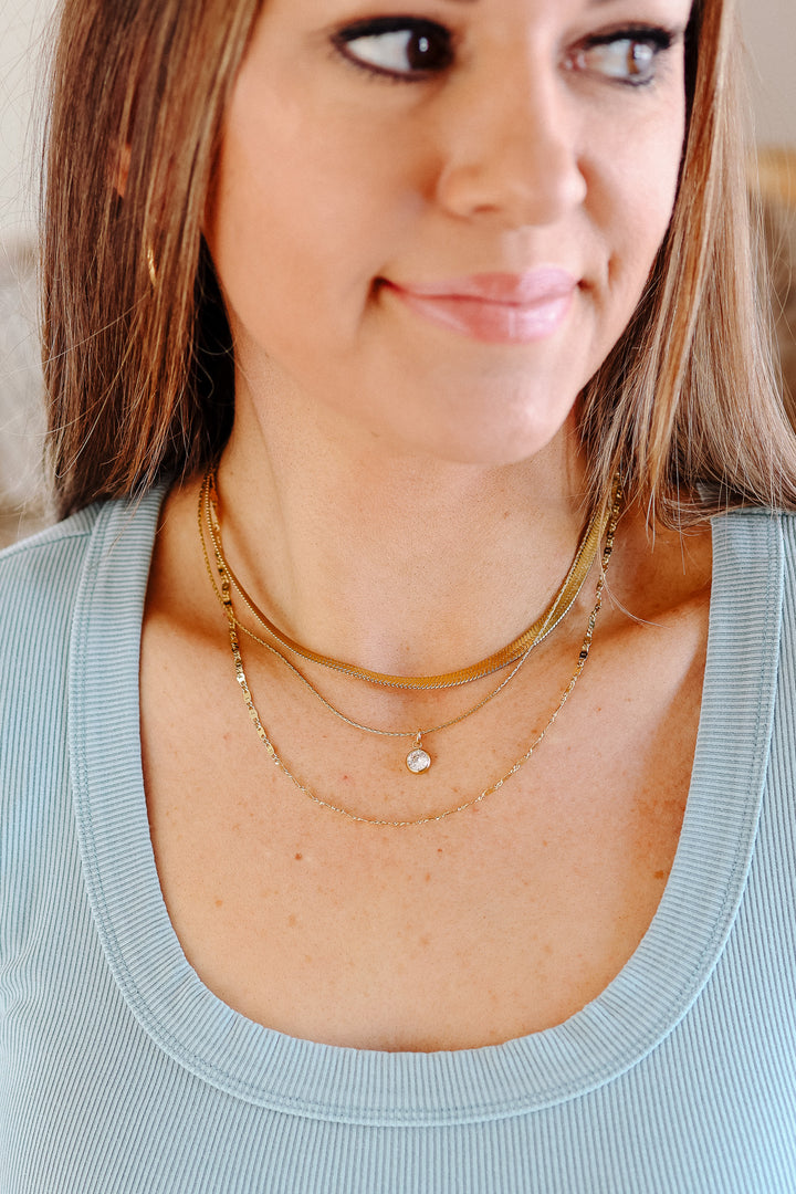 Layered Rhinestone Pendant Necklace