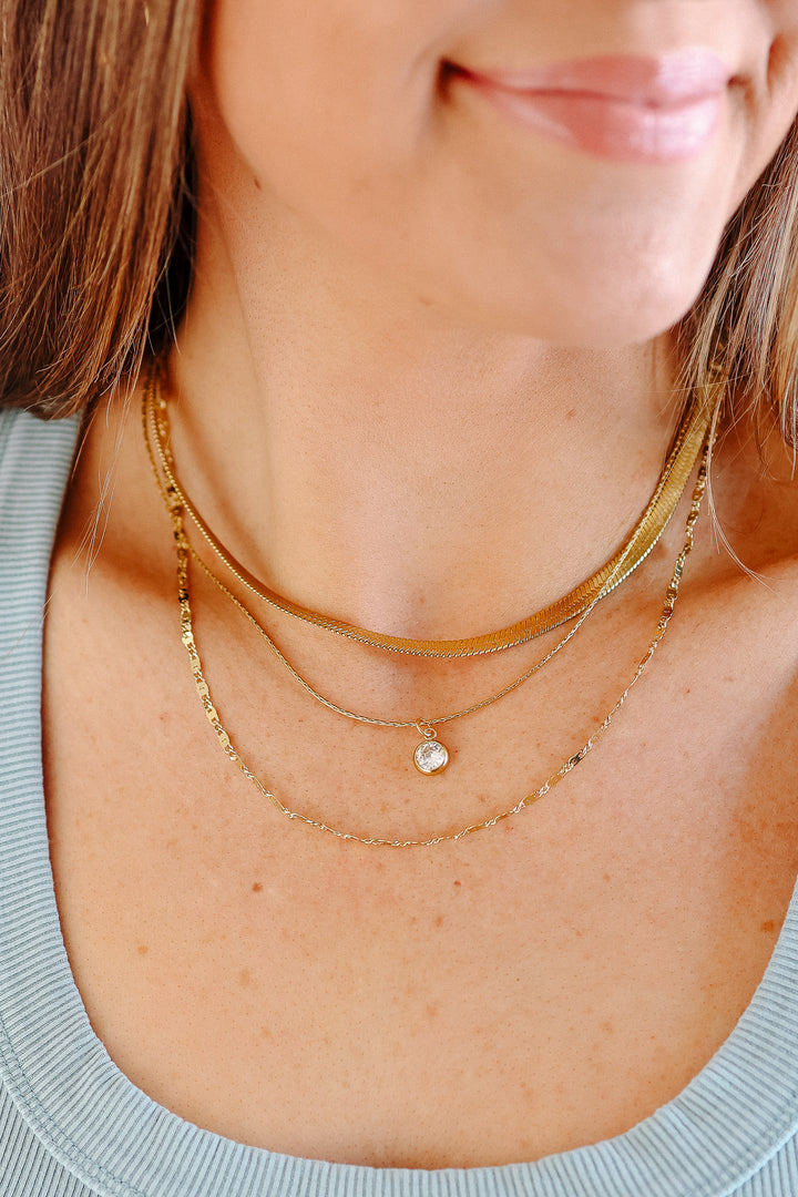 Layered Rhinestone Pendant Necklace