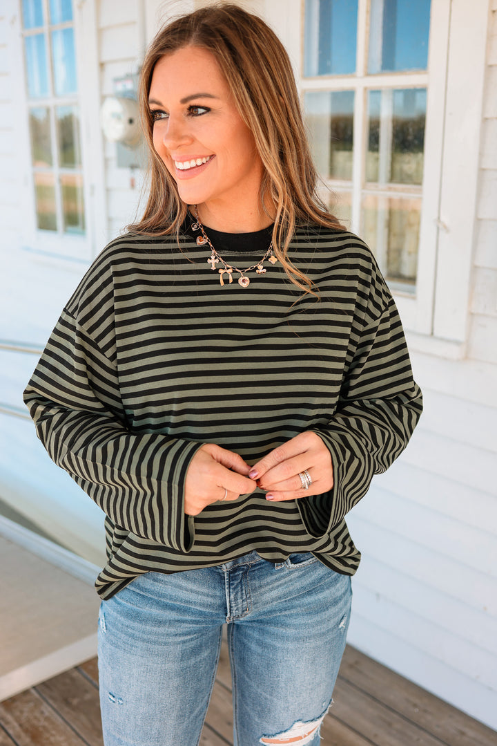 Noelle Stripe Long Sleeve - Olive