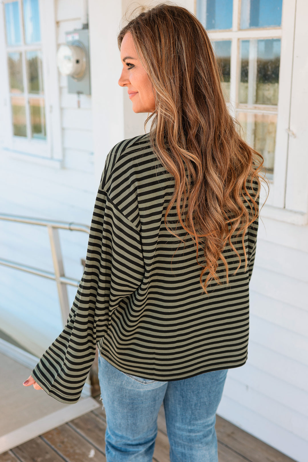 Noelle Stripe Long Sleeve - Olive