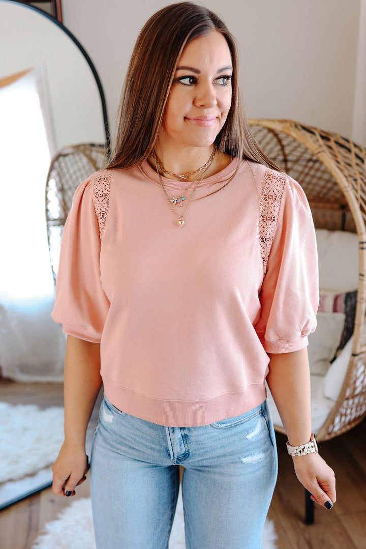 Goldie Balloon Sleeve Top - Peach