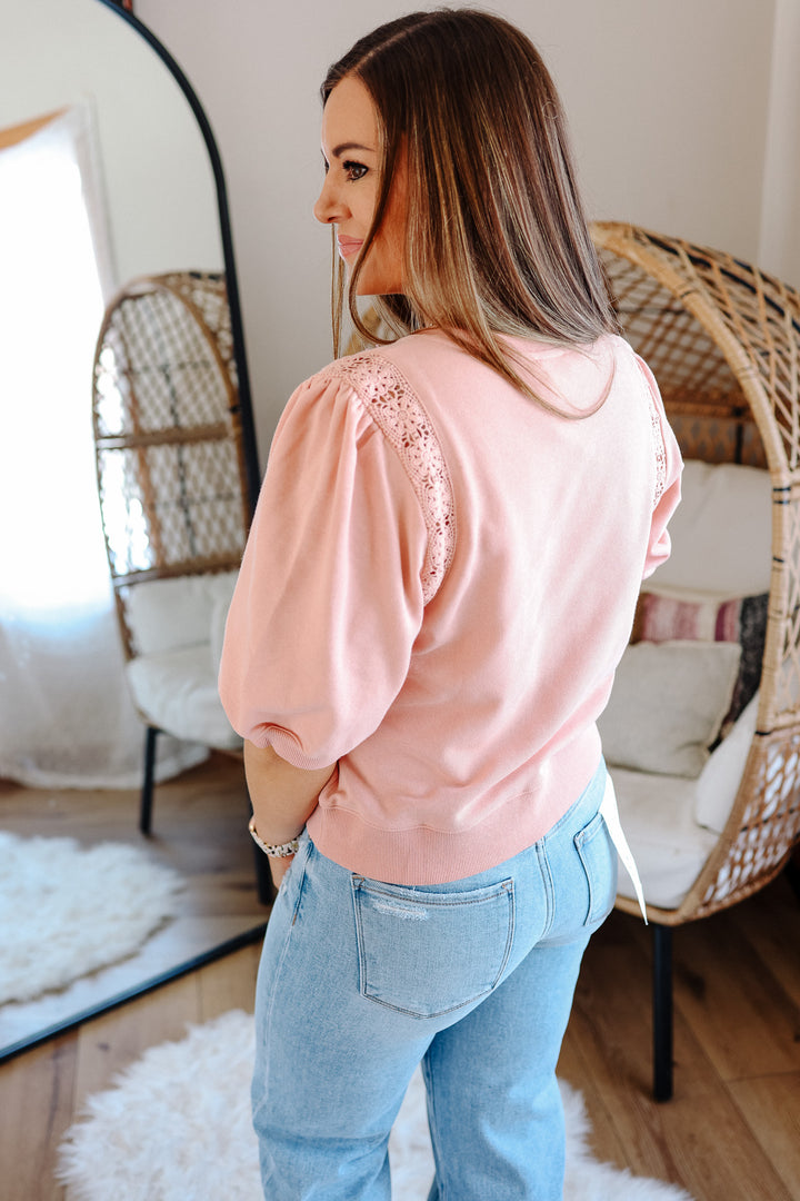 Goldie Balloon Sleeve Top - Peach