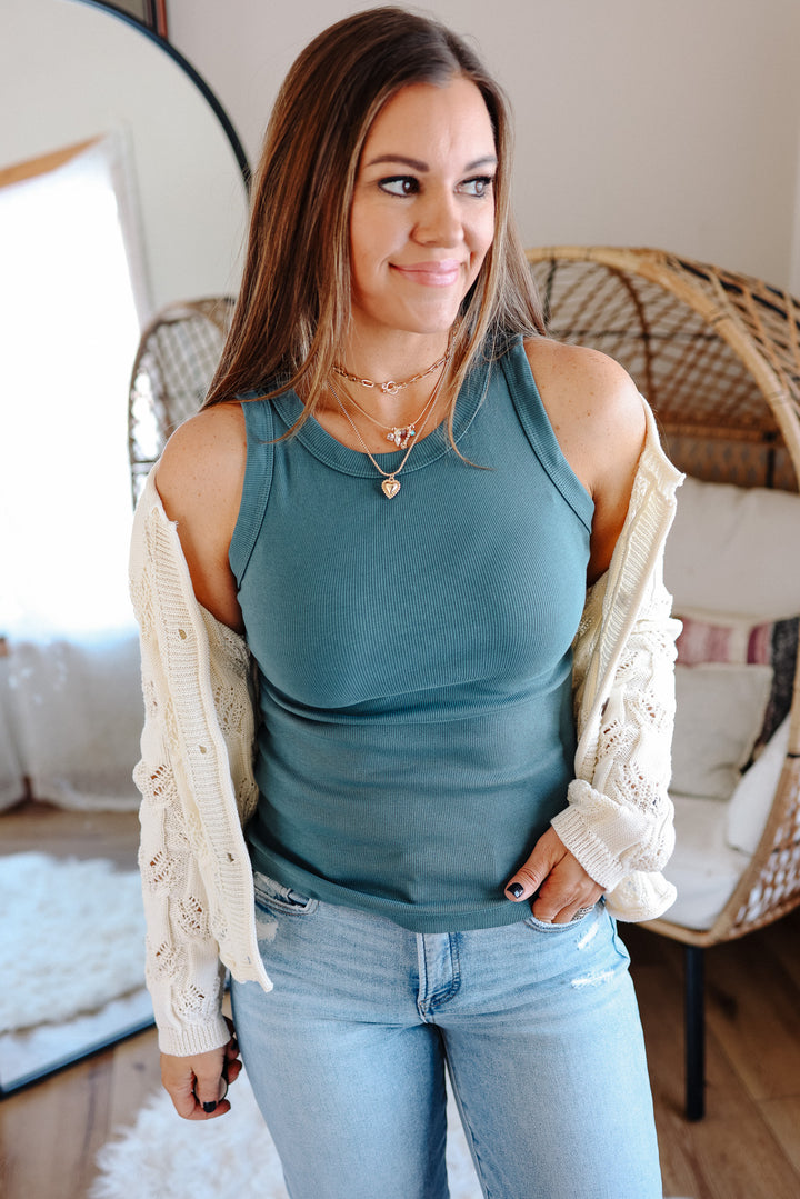 Elias Basic Tank - Dark Teal