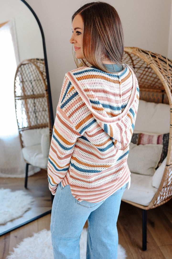 Amara Striped Hoodie Sweater - Mauve