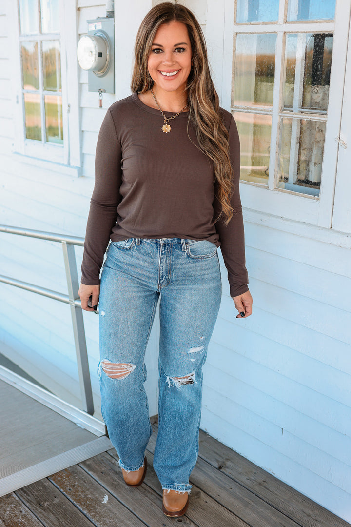The Everyday Baby Ribbed Top - Brown