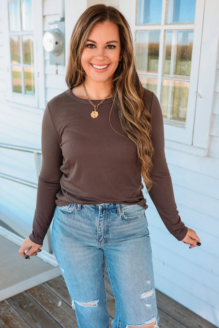 The Everyday Baby Ribbed Top - Brown