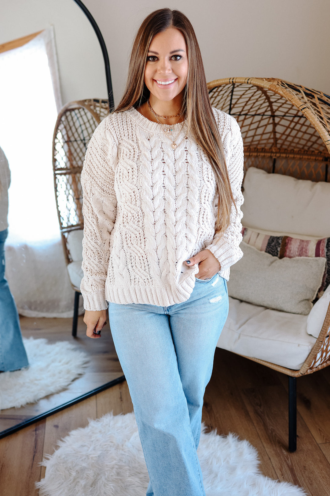 Elodie Chenille Braided Knit Sweater