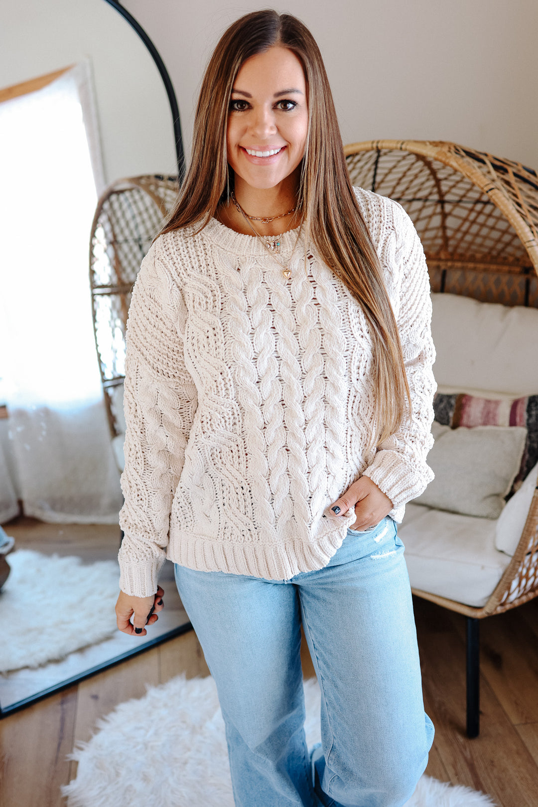 Elodie Chenille Braided Knit Sweater