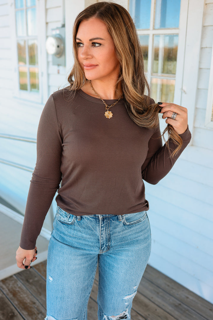 The Everyday Baby Ribbed Top - Brown