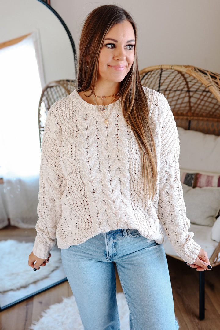 Elodie Chenille Braided Knit Sweater