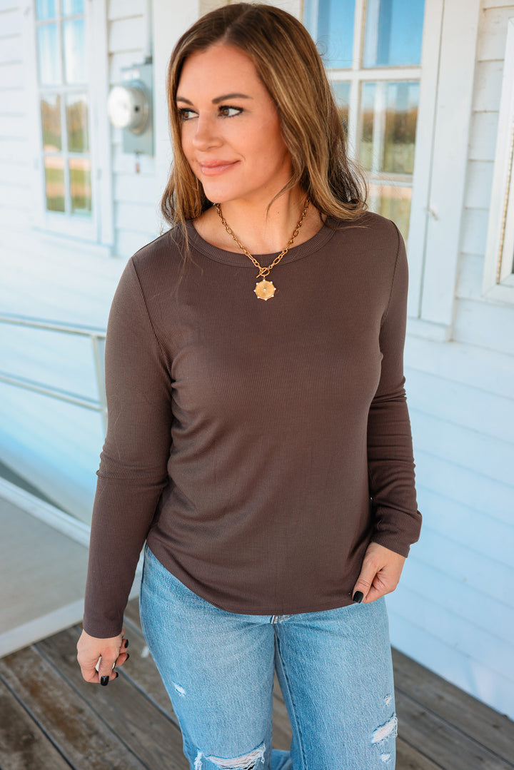 The Everyday Baby Ribbed Top - Brown