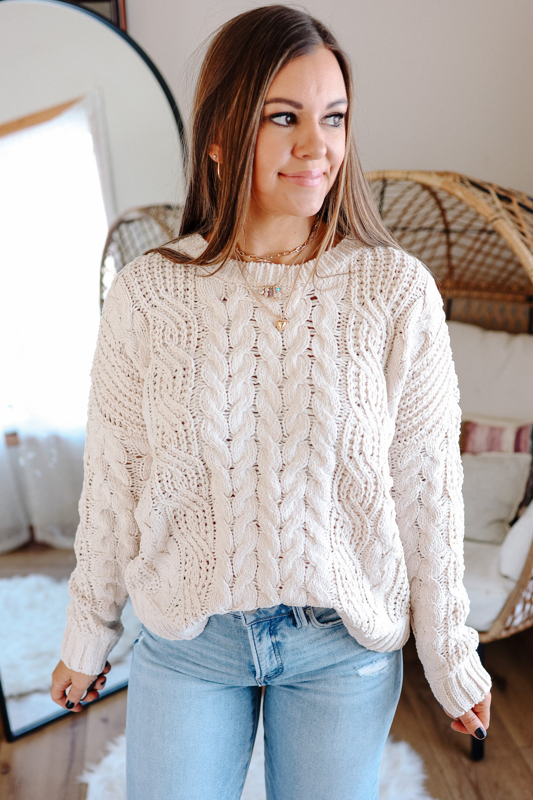 Elodie Chenille Braided Knit Sweater