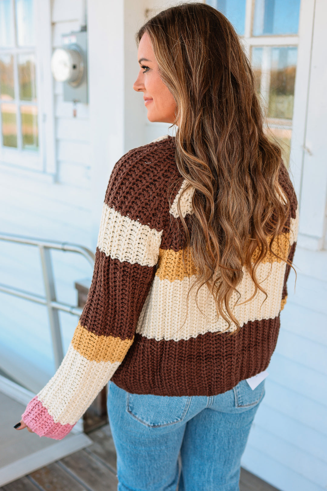 Madelyn Chunky Sweater Cardigan - Brown Multi