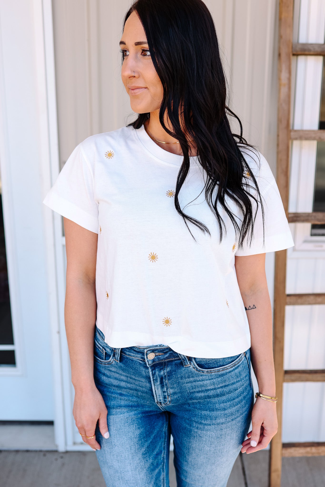 Sunny Embroidered Tee - Off White
