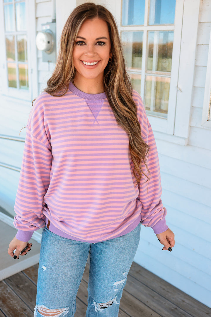 Performance Fleece University Pullover - Orchid Stripe