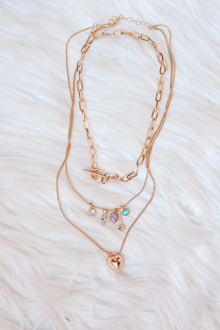 Layered Cluster Charm Mixed Chain Necklace