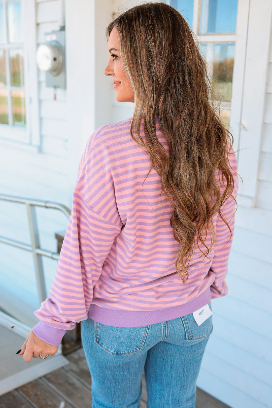 Performance Fleece University Pullover - Orchid Stripe