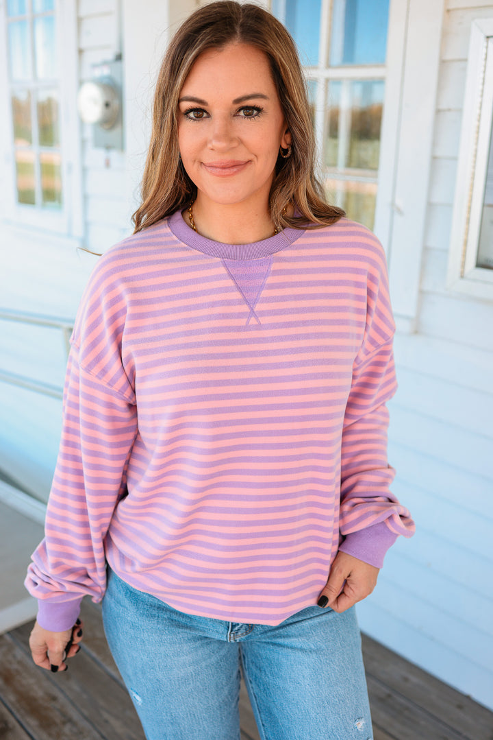 Performance Fleece University Pullover - Orchid Stripe