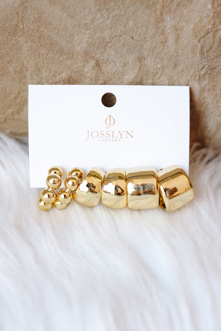 Multi Classic Trio Hoop Stud Earrings