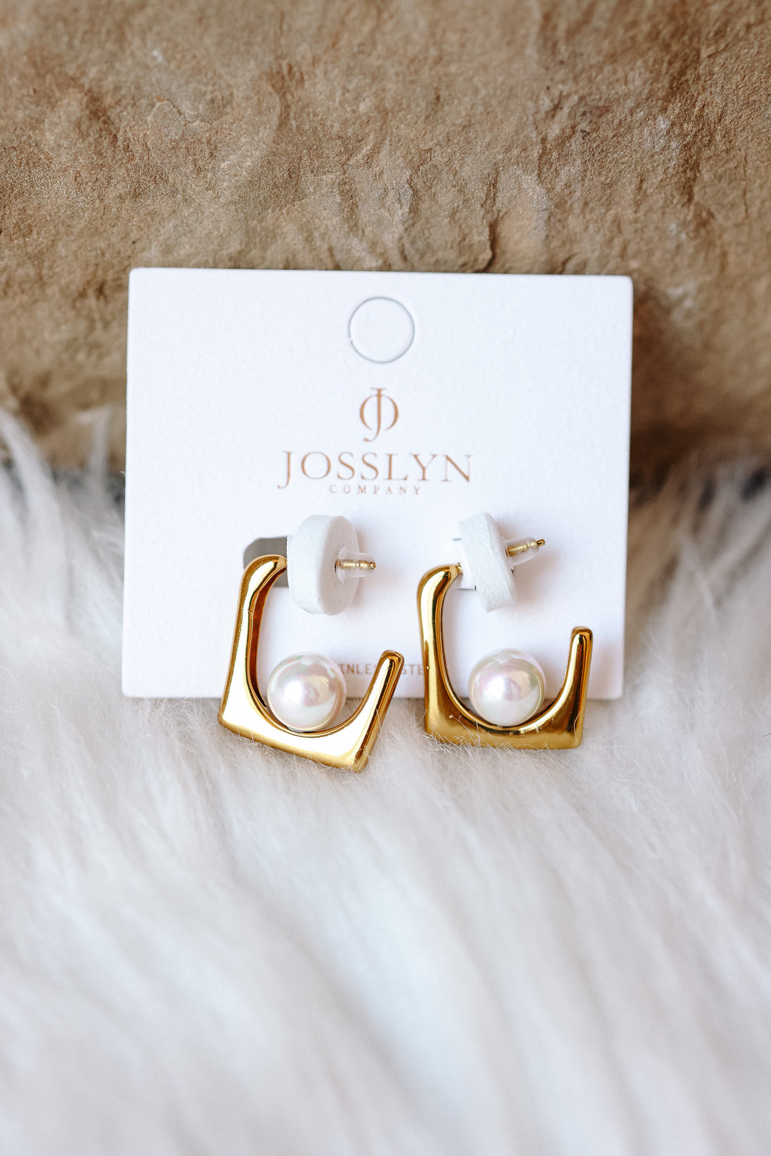 Pearl Accent U Hoop Earrings
